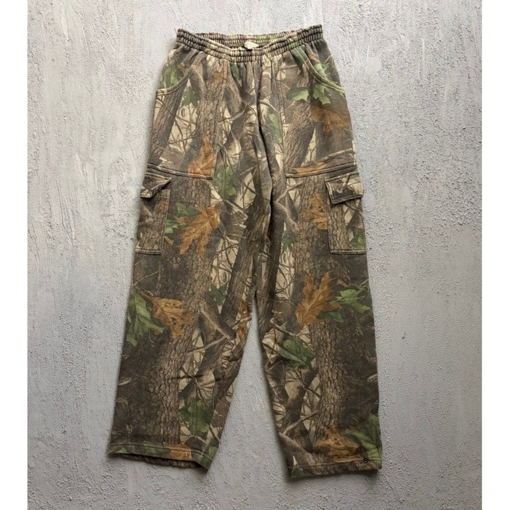 Vintage Real Tree Camo Cargo Sweat Pants Large Brown 1990s Baggy